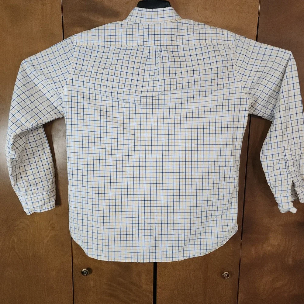 C83 J Crew Mens XL Button Down Shirt‎ Long Sleeve Plaid Blue Yellow Cotton